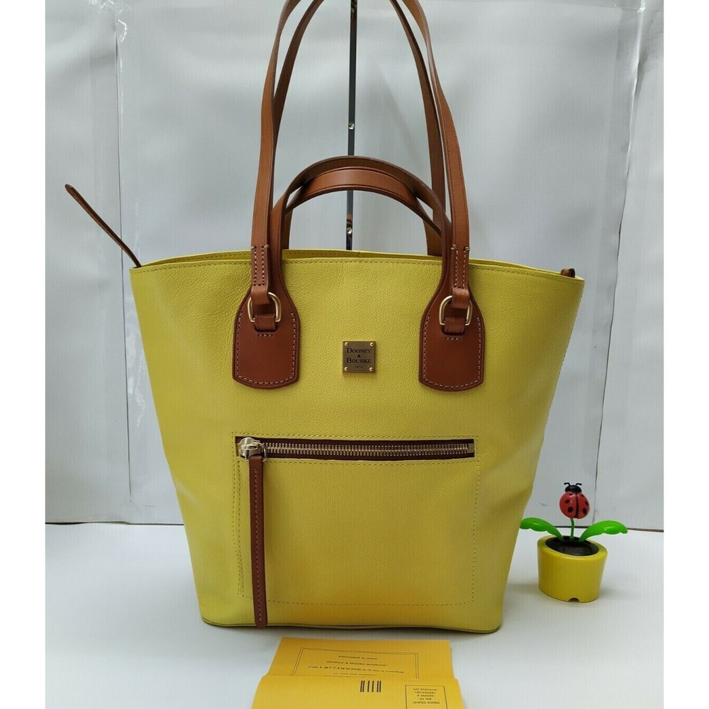 Dooney & Bourke Raleigh Tara Shopper Yellow Leather Tote Shoulder Bag - $348